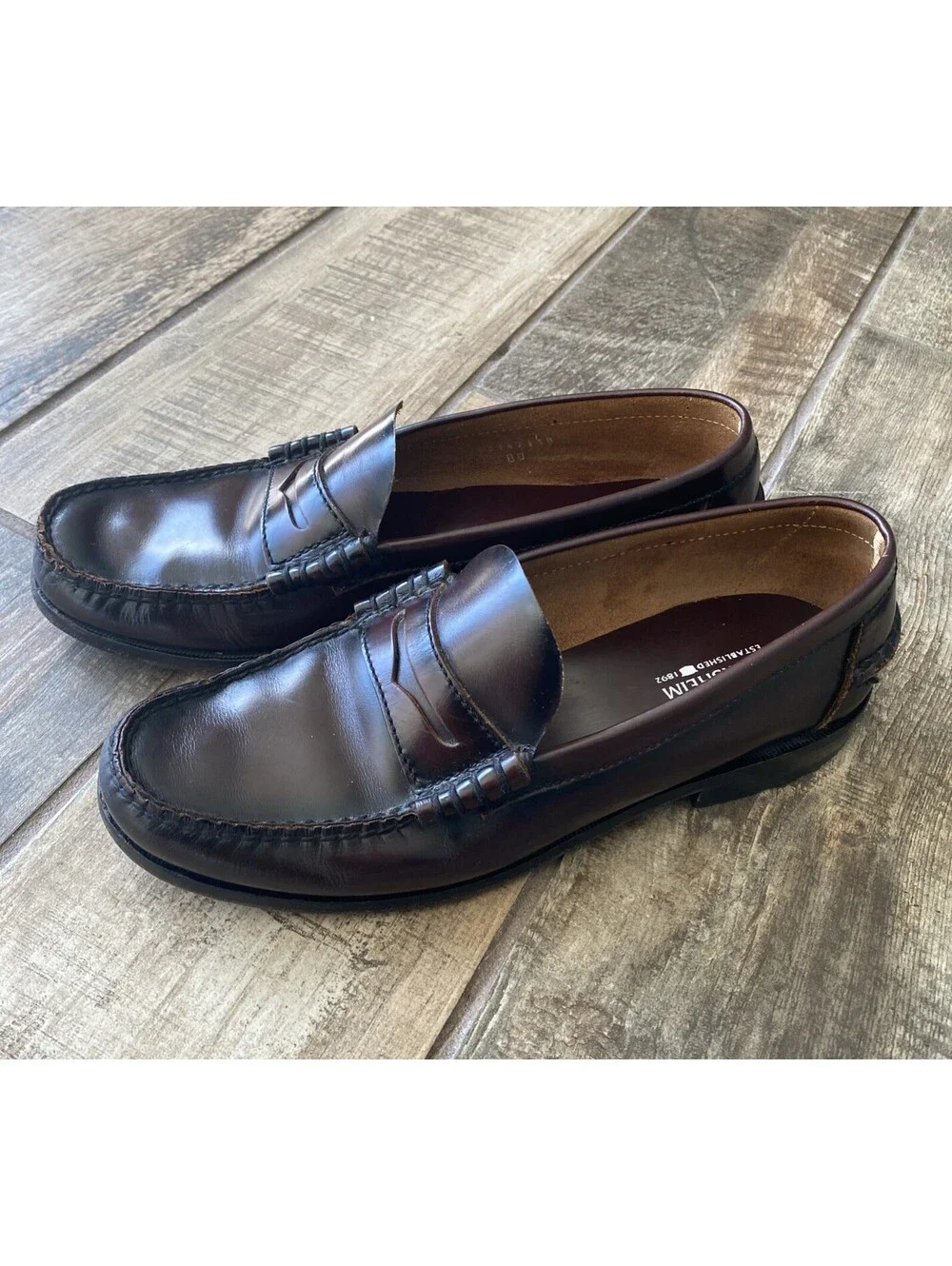 Florsheim Berkley Burgundy Smooth Leather Moc Toe Penny Loafer 8.5 D Men’s